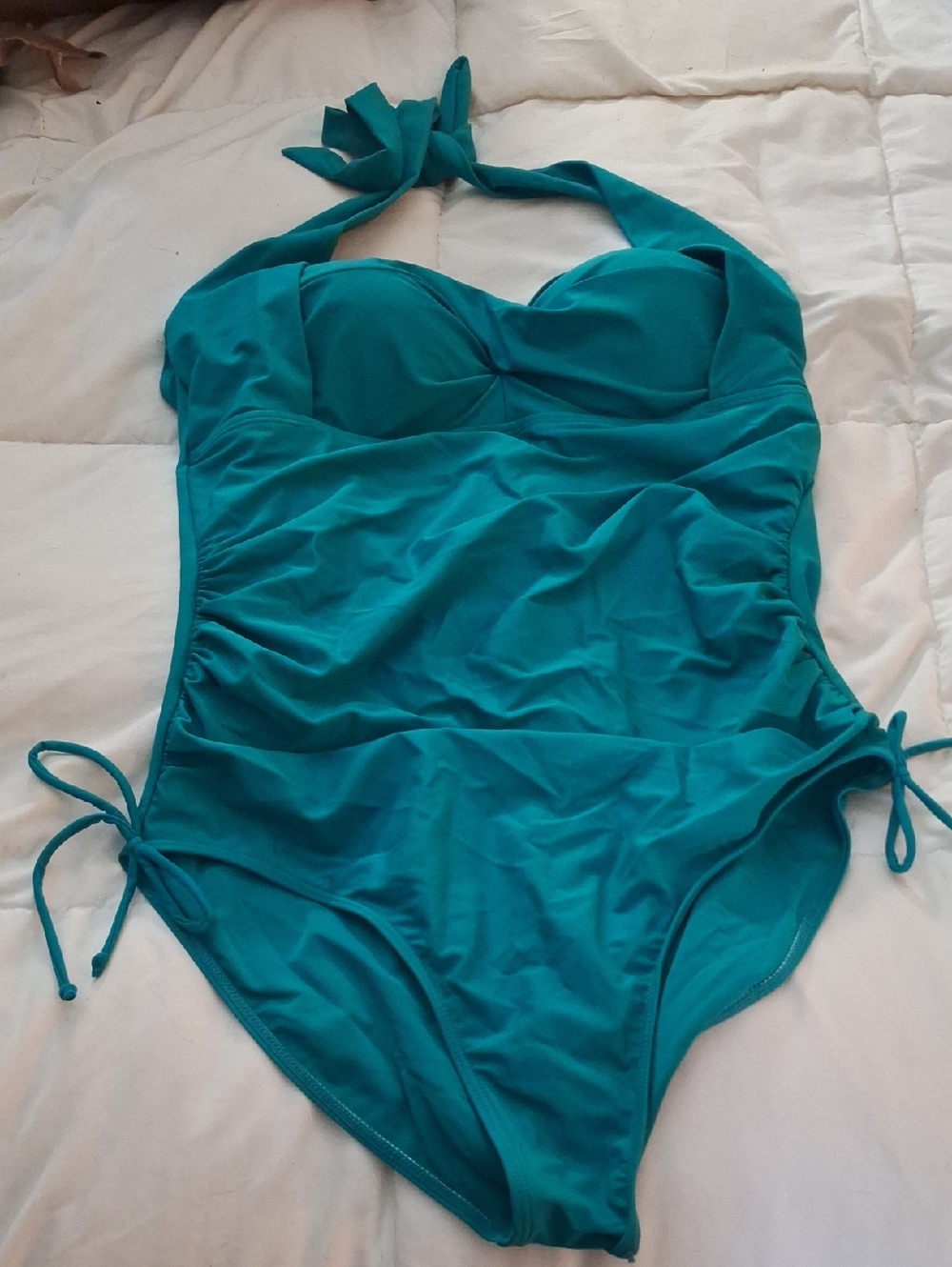 Teal One-Piece Halter Swimsuit